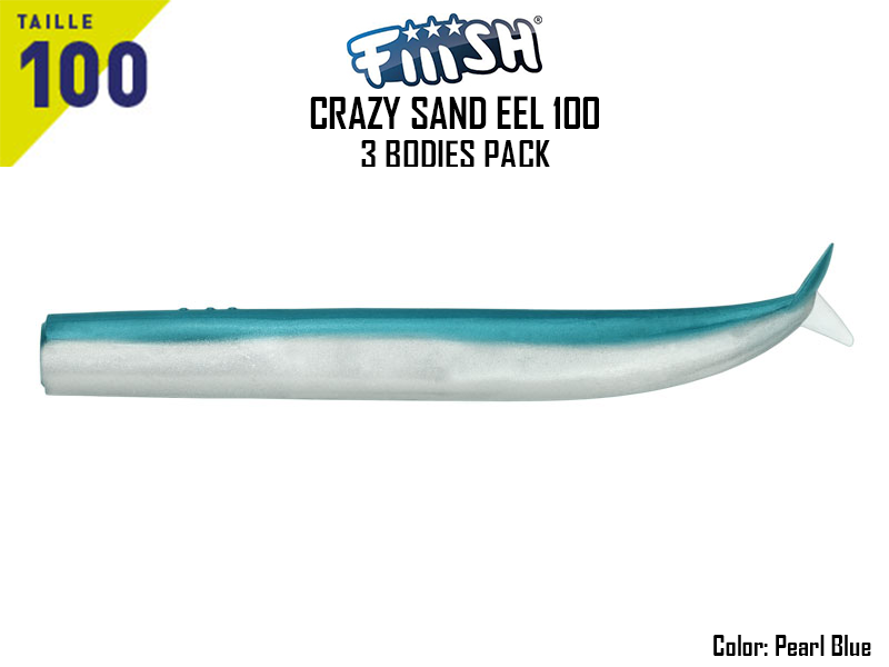 FIIISH Crazy Sand Eel 100 Bodies - 3 Bodies Pack ( Color: Pearl Blue, Pack: 3pcs)
