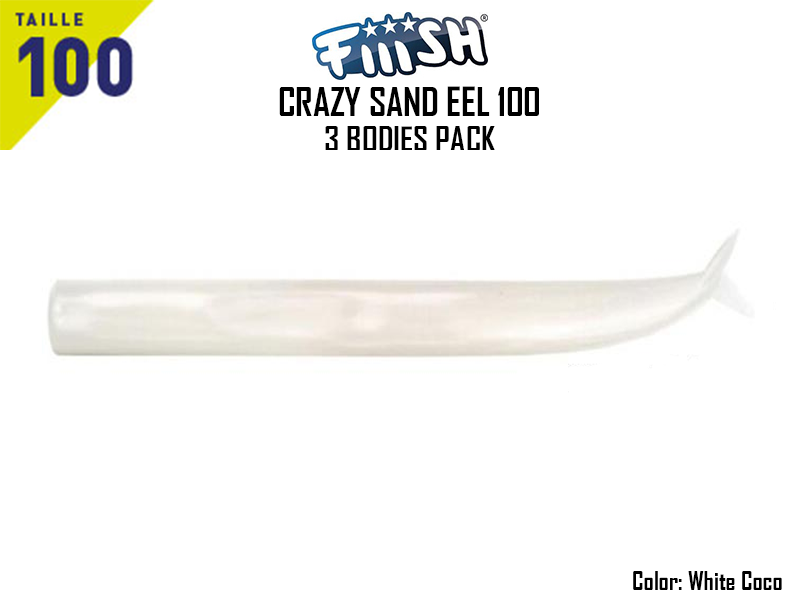 FIIISH Crazy Sand Eel 100 Bodies - 3 Bodies Pack ( Color:White Coco, Pack: 3pcs)