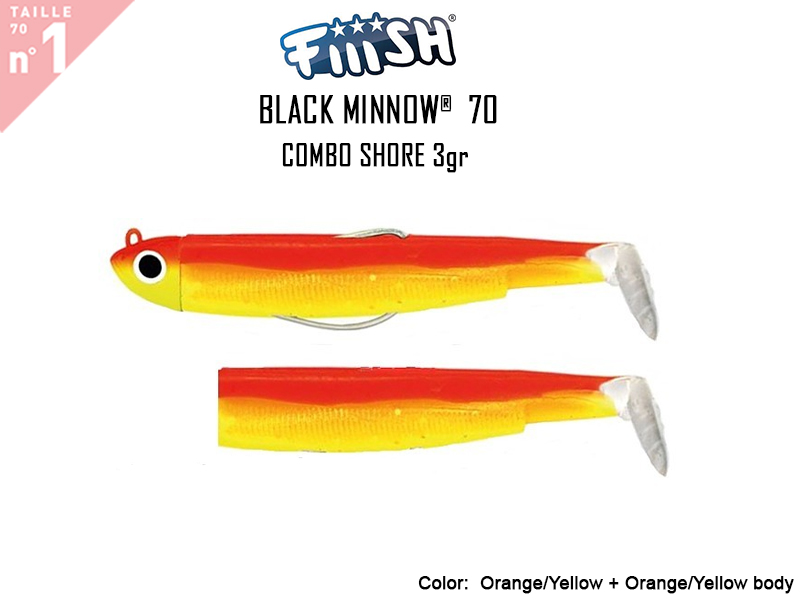 FIIISH Black Minnow 70 Combo Shore (Weight: 3gr, Color: Orange/Yellow + Orange/Yellow body)