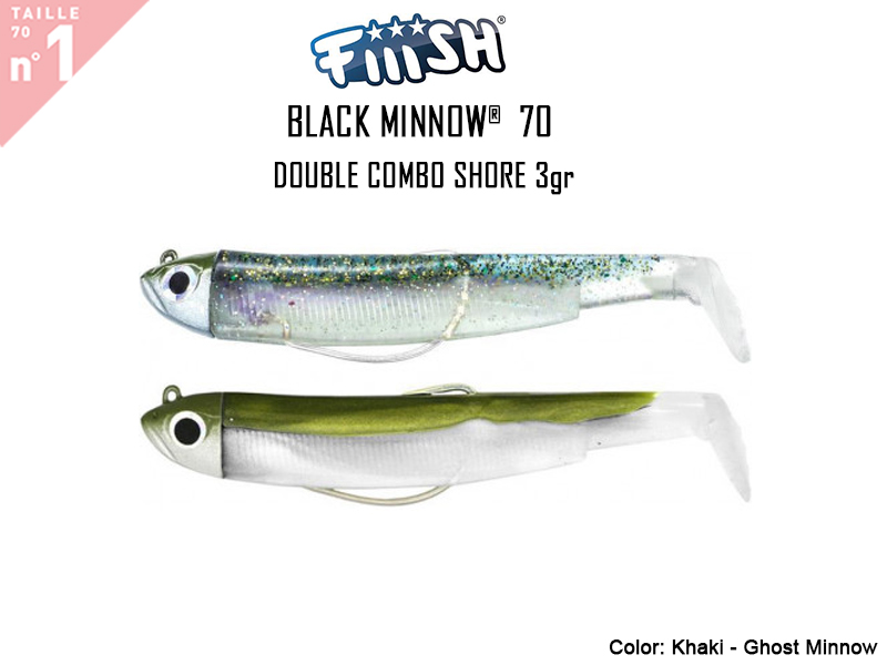 FIIISH Black Minnow 70 Double Combo Shore (Weight: 3gr, Color: Khaki - Ghost Minnow)