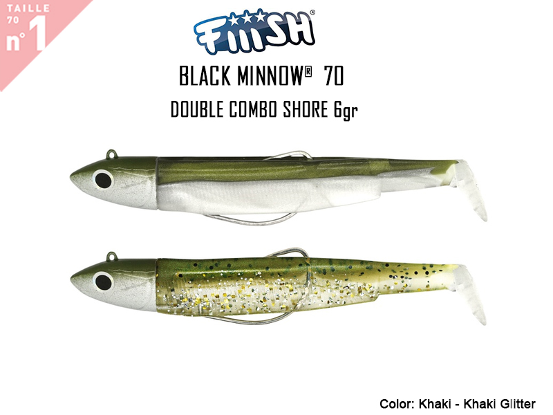 FIIISH Black Minnow 70 Double Combo Off Shore (Weight: 6gr, Color: Khaki - Khaki Glitter)
