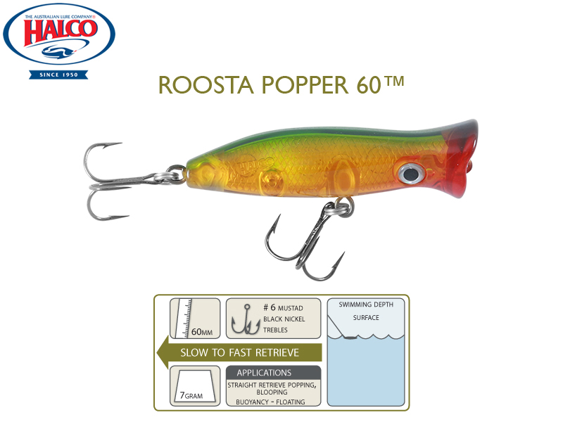 Halco Roosta Popper 60 (Length: 60mm, Weight: 7gr, Color: R39)