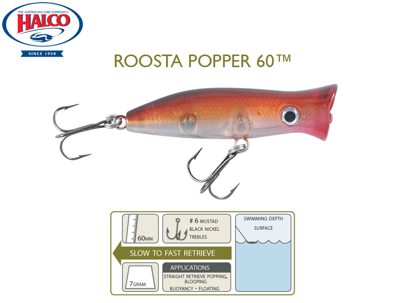 Halco Roosta Popper 60 (Length: 60mm, Weight: 7gr, Color: R40)