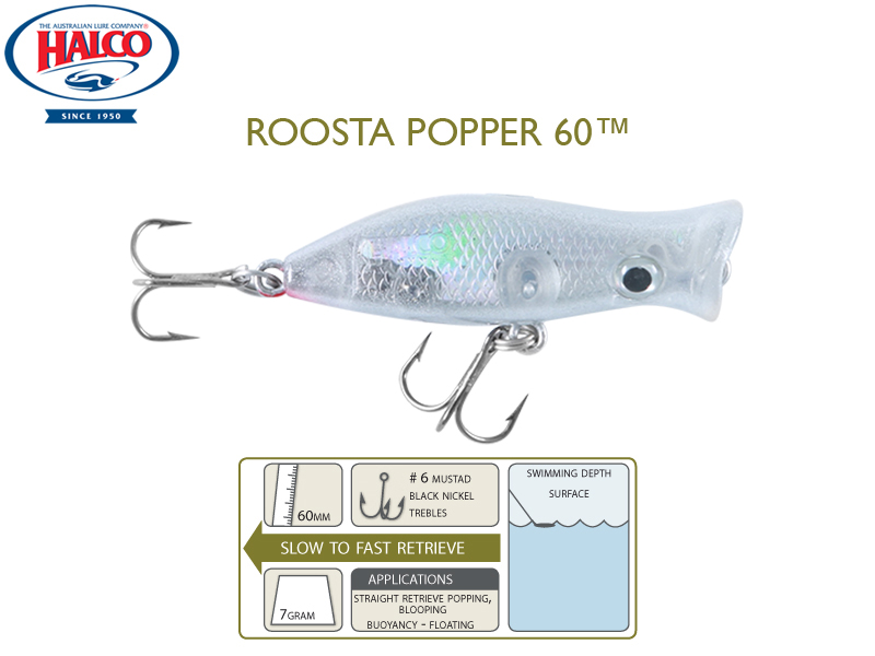 Halco Roosta Popper 60 (Length: 60mm, Weight: 7gr, Color: R48)  [HALCRP60/R48] - €7.98 : , Fishing Tackle Shop