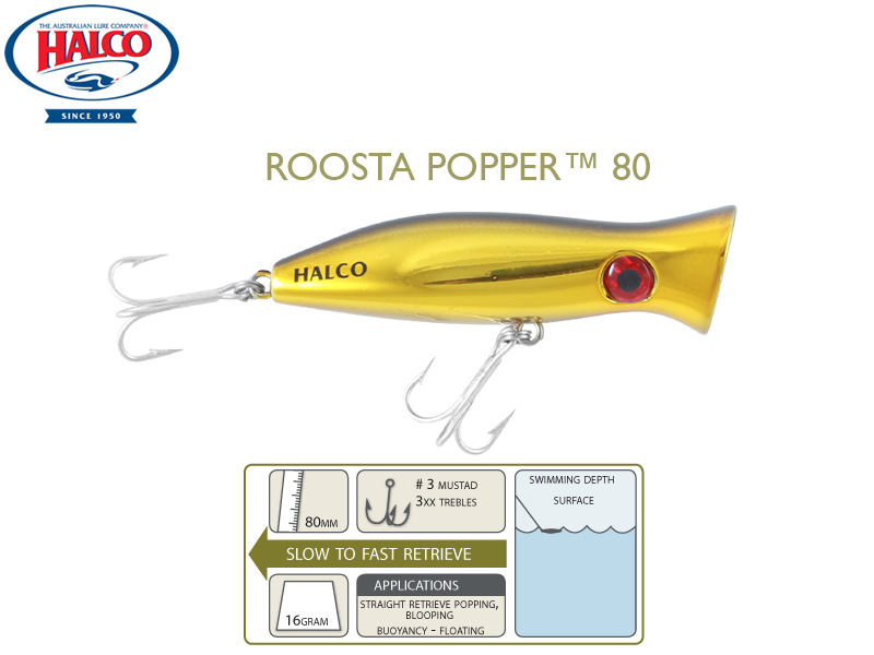Halco Roosta Popper 80 (Length: 80mm, Weight: 16gr, Color: H51)