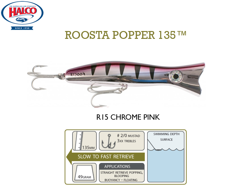Halco Roosta Popper 135 (135mm, 49gr, Color: R1) - Click Image to Close
