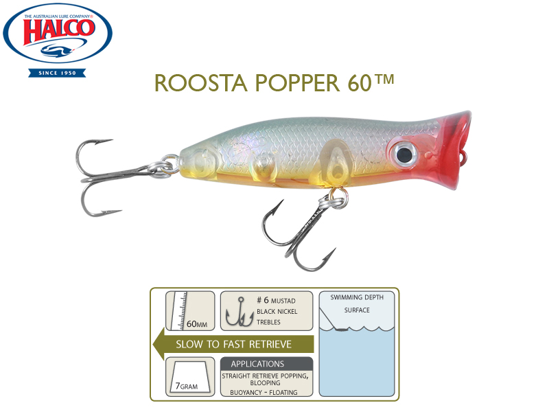 Halco Roosta Popper 60 (Length: 60mm, Weight: 7gr, Color: R42