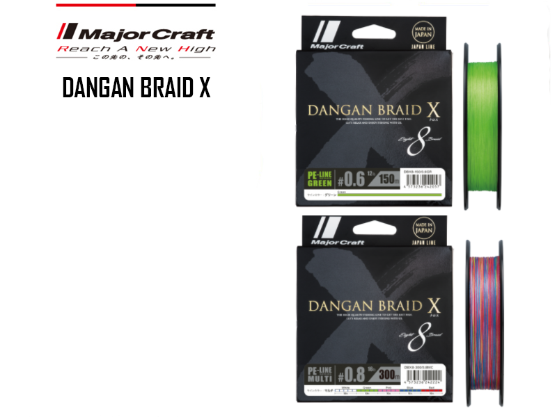 Major Craft Dangan Braid X x8 (P.E: 1, Length: 200mt, Color: Multi Color)