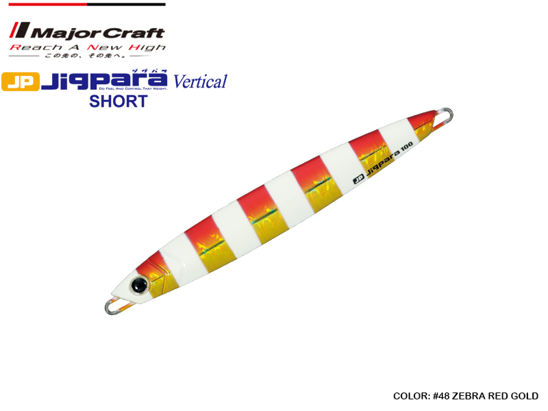 Major Craft Jigpara Vertical (Color: #48 Zebra Red Gold, Weight: 80gr)