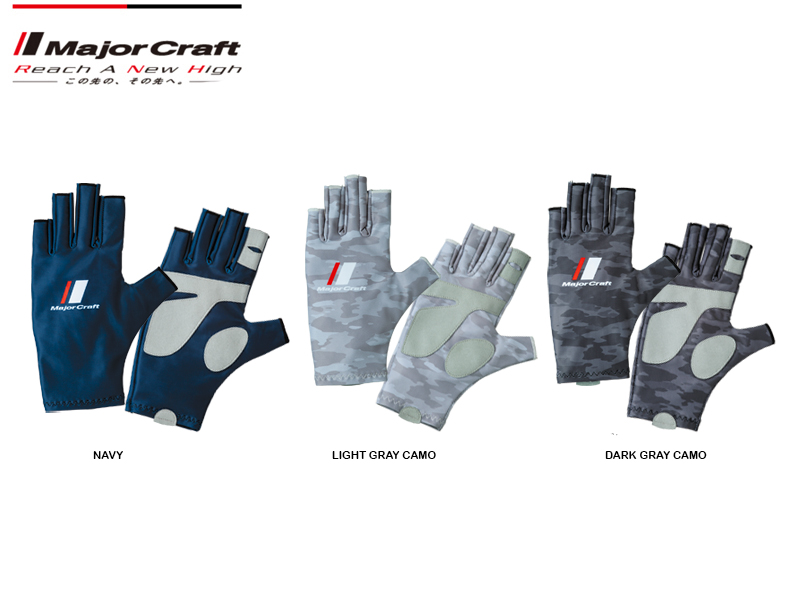 Major Craft UV-CUT Gloves (Size: L, Color: Dark Gray Camo)