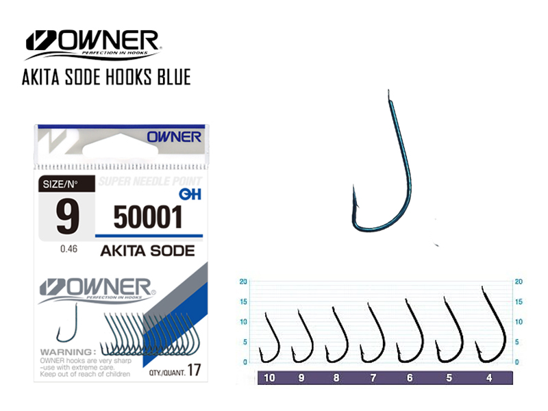 Owner 50001 Akita Sode Blue (Size: #5, Pack: 15pcs)