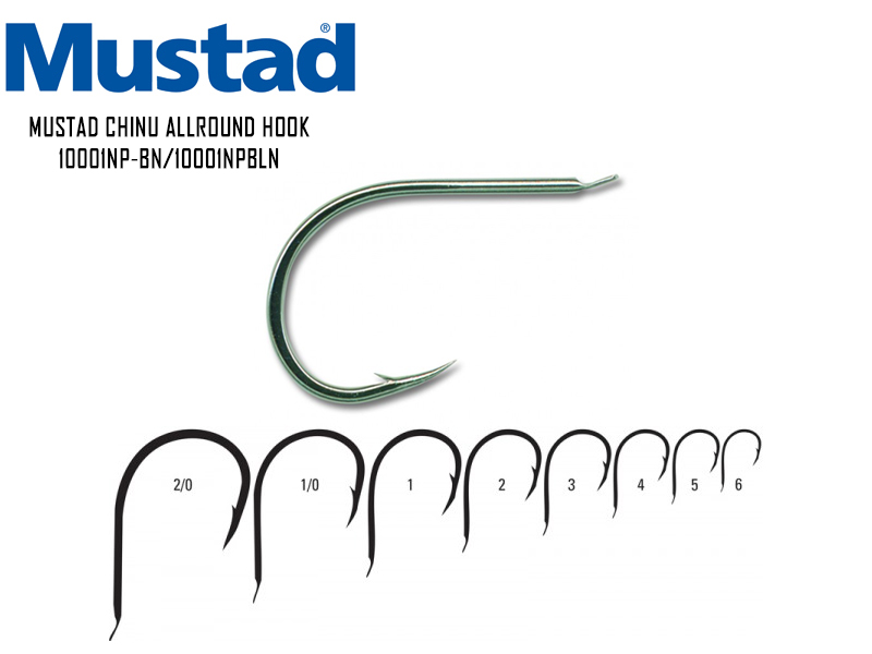 Mustad Chinu Allround Hook 10001NP-BN (Size: 1/0, Pack: 10pcs)