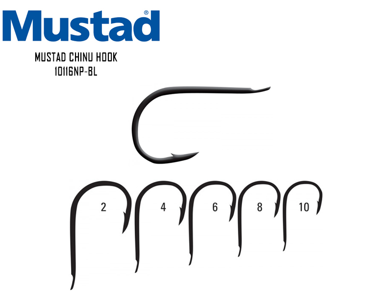 Mustad Chinu Hook 10116NP-BL (Size: 10, Pack: 10pcs)