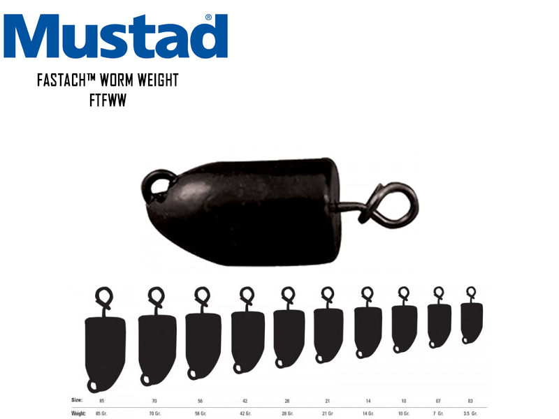 Mustad Fastach™ Worm Weight (Weight: 10gr, Color: Black Powder, Pack: 3pcs)
