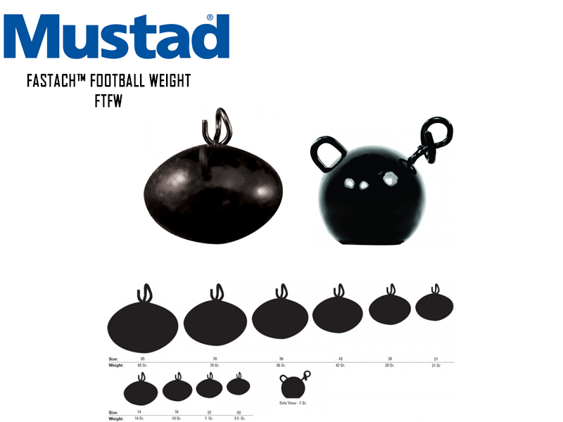 Mustad Fastach™ Football Weight (Weight: 10gr, Color: Black Powder, Pack: 3pcs)
