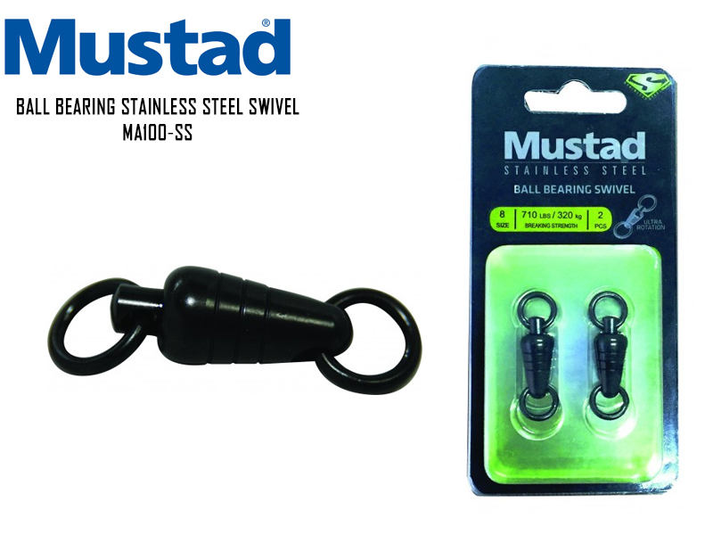 Mustad Ball Bearing Stainless Steel Swivel MA100-SS (Size: 4, Breaking Strength: 125kg, Pack: 2pcs)
