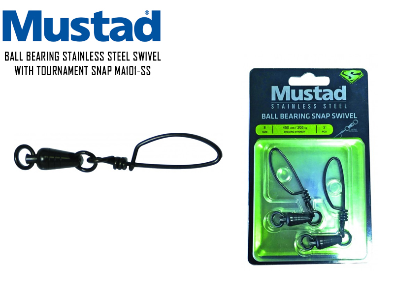 Mustad Ball Bearing Swivel With Tournament Snap (Size: 2, Breaking Strength: 32kg, Pack: 2pcs)