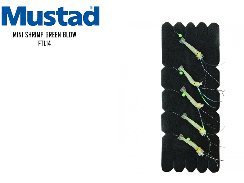 Mustad Shrimp Bait Green Glow FTL14 (Size: 8, Line Diameter: 0.25mm, Quantity: 5pcs)