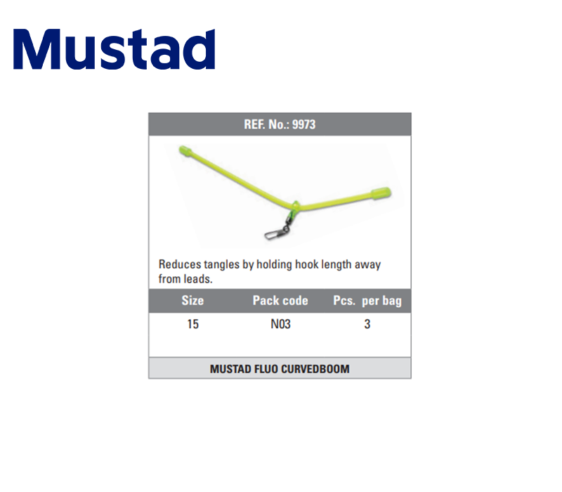 Mustad Fluo Curved Boom 9973 (Size: 15cm, Pack: 3pcs)