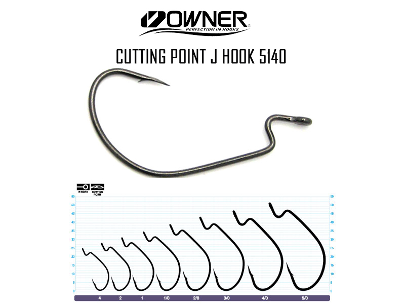Owner Cutting Point J Hook 5140 (Size: 4/0, Pack: 5pcs)